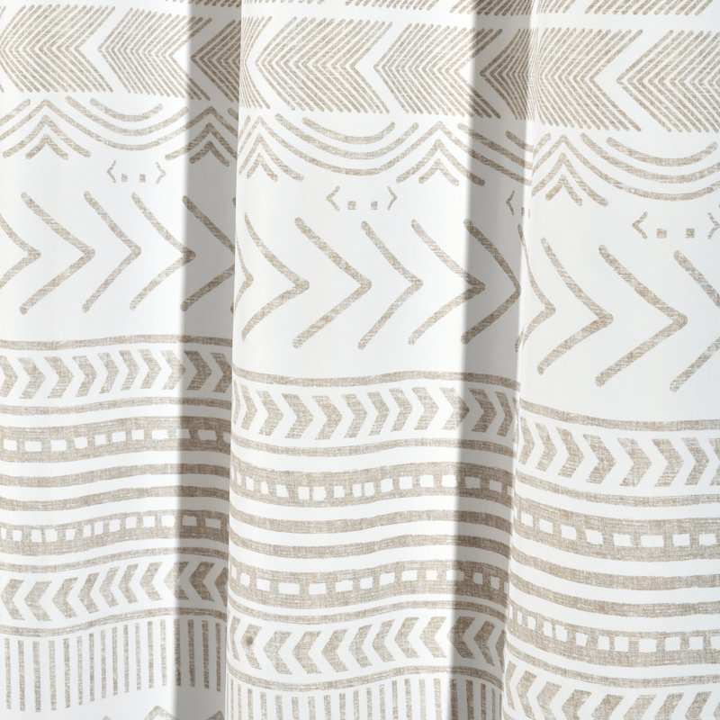 Hygge Geo Room Darkening Curtain Pair, 52" W x 84" L, Taupe/White