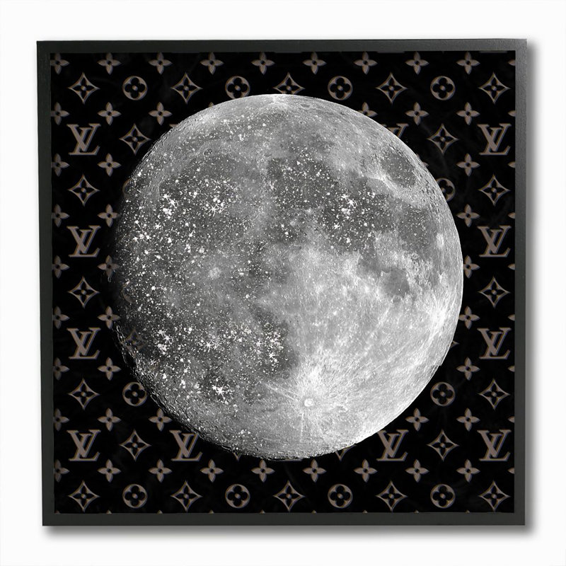 «Full Moon Patterned Sky Glam Fashion» par Ziwei Li - impression d'art graphique, Cadre noir, H 12 po x l 12 po x P 1,5 po
