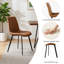 Ensemble de salle à manger 7 pièces à rallonge, table en MDF effet noyer avec pieds en métal noir et 6 chaises en polyuréthane brun, pour 6 personnes-132432998-132433001