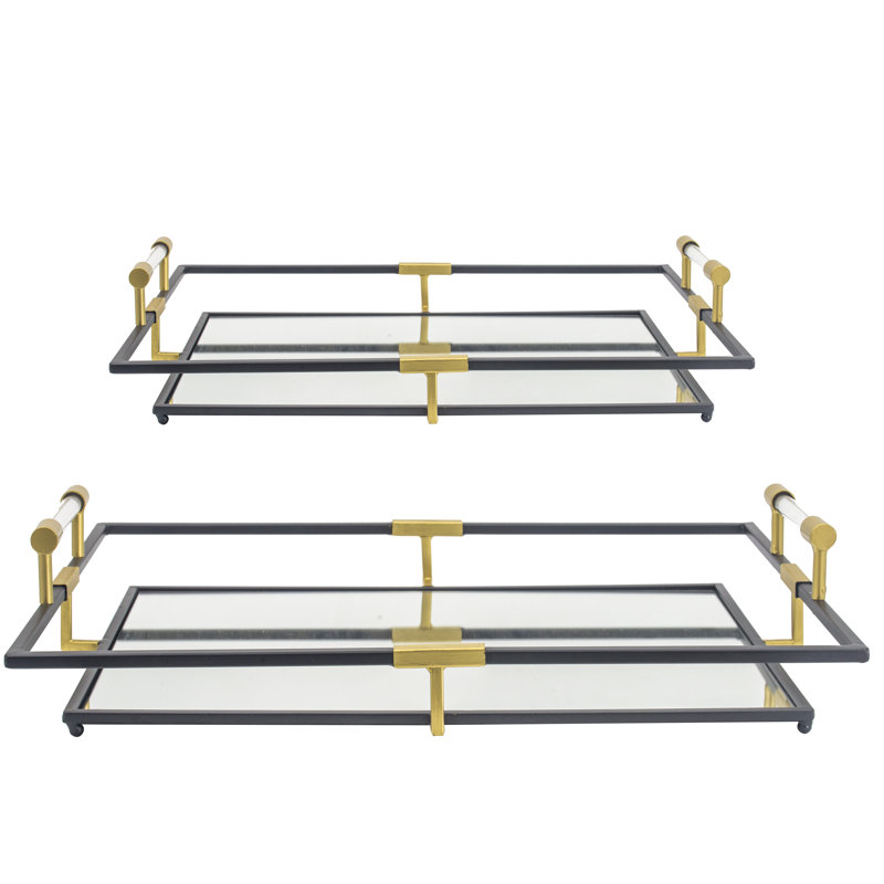 Ensemble de 2 tables basses avec plateau miroir