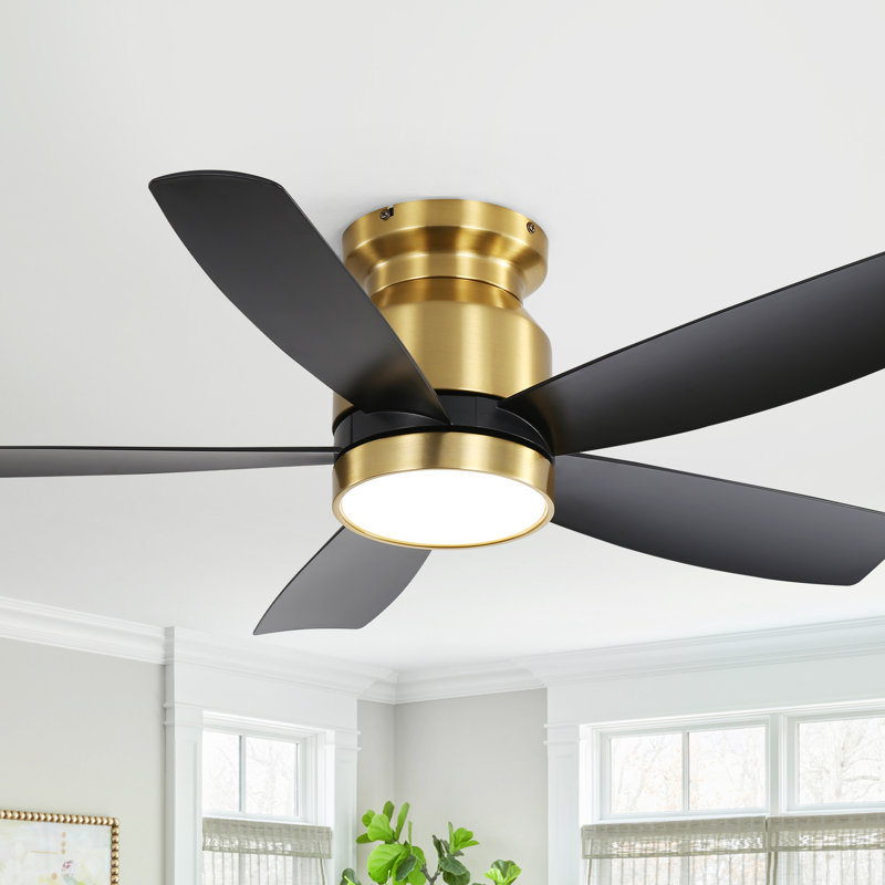 Ventilateur de plafond encastré à 5 pales de 42 po Rachel, Noir, Doré