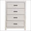 Commode rectangulaire à 4 tiroirs Geary Coastal White avec rangement spacieux, idéale pour les intérieurs modernes et de plage.-2016304040