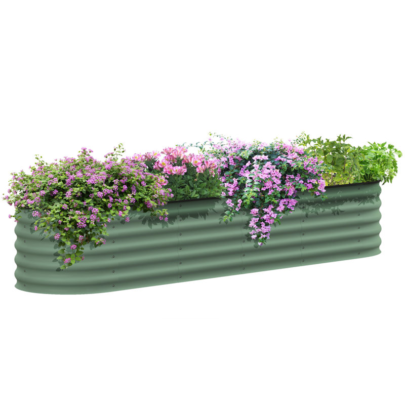 Boîte à fleurs d'extérieur en métal, Vert, H 16,5 po x l 94,5 po x P 23,5 po