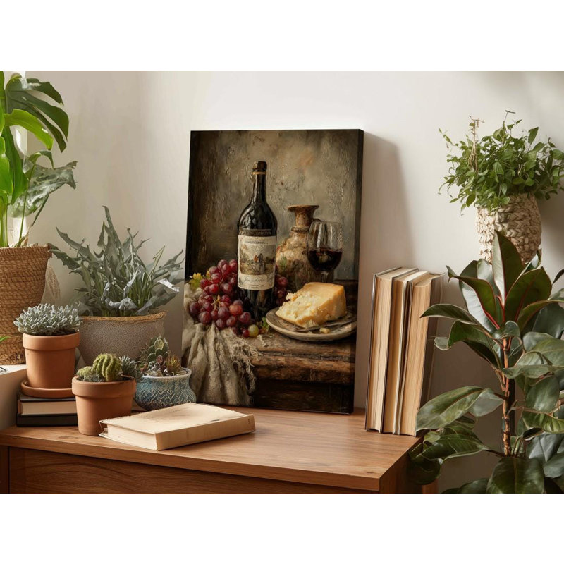 «Wine and Cheese Still Life», reproduction d'art sur toile Moody, H 30 po x l 20 po