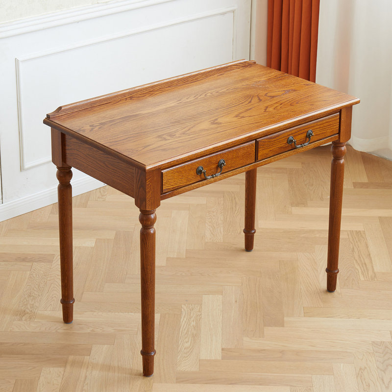 Bureau rectangulaire en bois massif avec 2 tiroirs Amber, 32.28" H x 39.37" W x 21.65" D