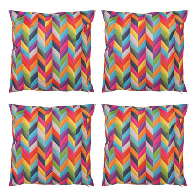 Herringbone Print Indoor-Outdoor Cushion, Multicolour