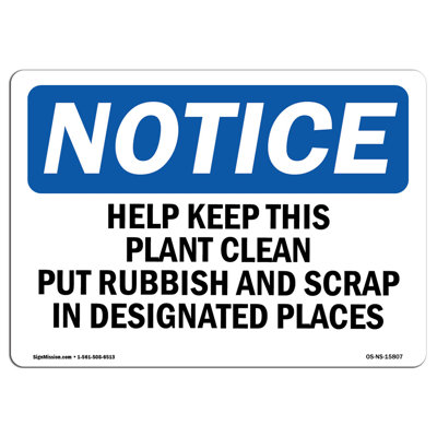 Help Keep This Plant Clean Aluminum Sign 12 x 18