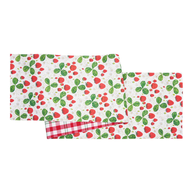Strawberry Patch & Plaid Table Runner