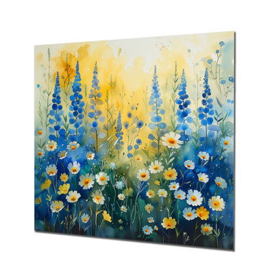 Décoration murale marguerite jaune et bleu jardin de rêves S II