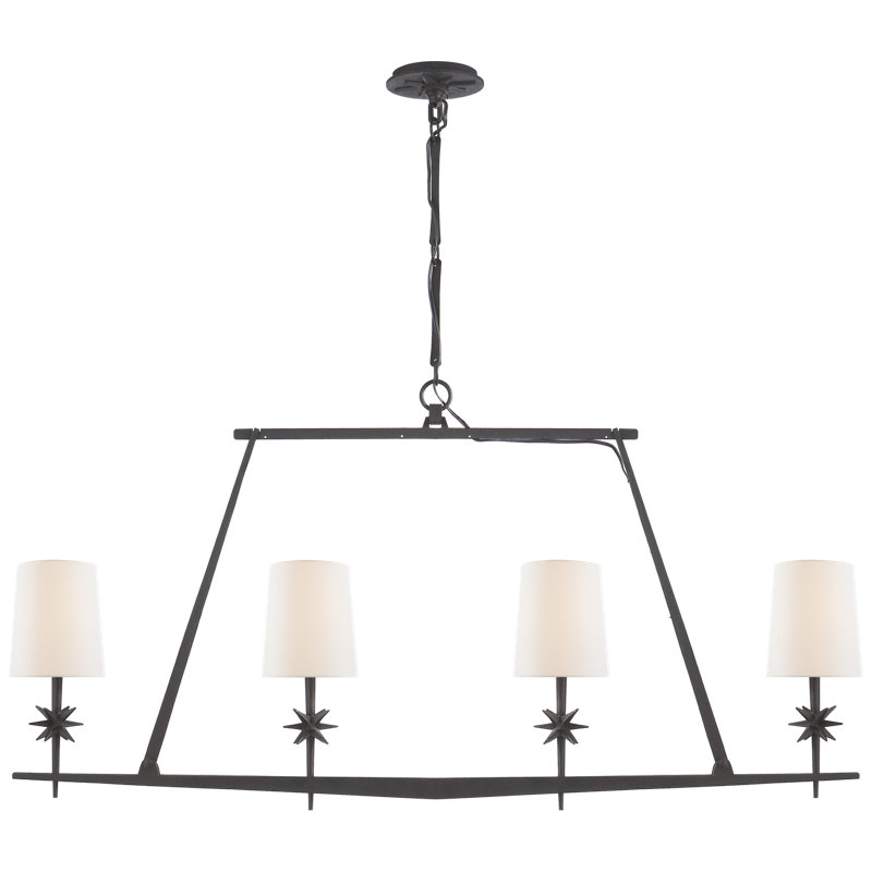 Ian K. Fowler Etoile Linear Chandelier, Blackened Rust, Fabric