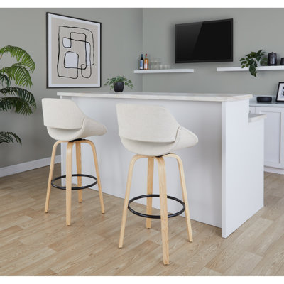 Tabouret de bar Mid-Century moderne à hauteur fixe avec pivot