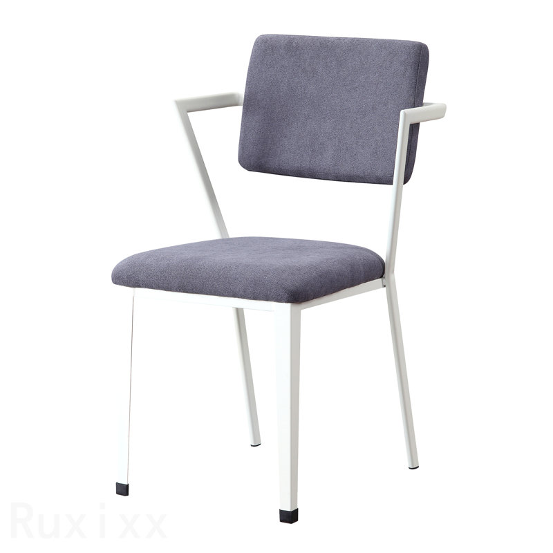 Chaise de bureau rembourrée grise et blanche, Blanc