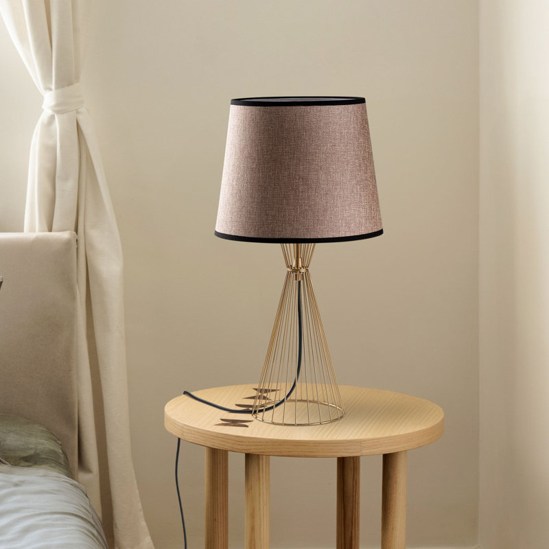 Lampe de table glamour en métal, finition dorée, 11,0 po x 11,0 po x 21,7 po | Capuchon en tissu: H 8,7 à 11,0 po: 8,7 po | Douille E27 de 40 W maximum (ampoule non incluse) | Éclairage élégant pour le décor du salon et de la chambre à coucher, indice de protection IP20