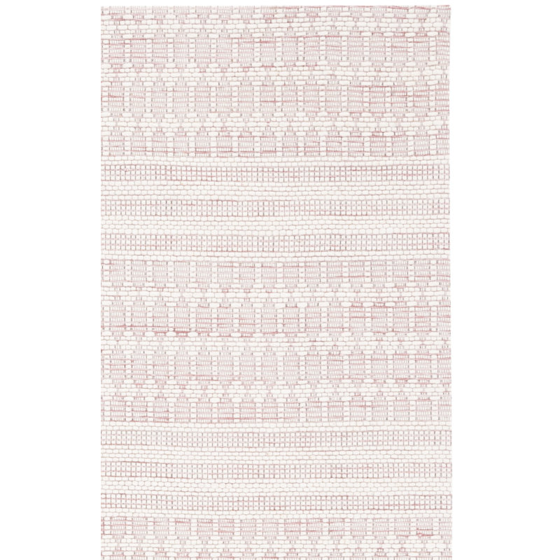 Rabun Geometric Handmade Handwoven Area Rug in Pink / Ivory, Rectangle 3' x 5'