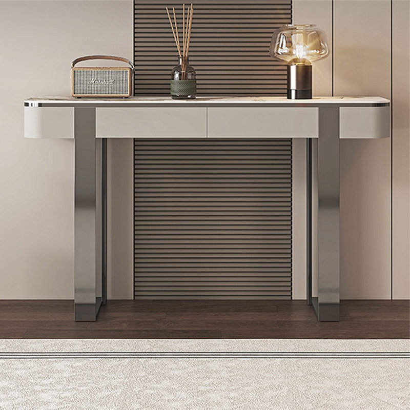 Console sécuritaire et pratique, Blanc / Gris, H 33,46 po x l 54,33 po x P 13,78 po