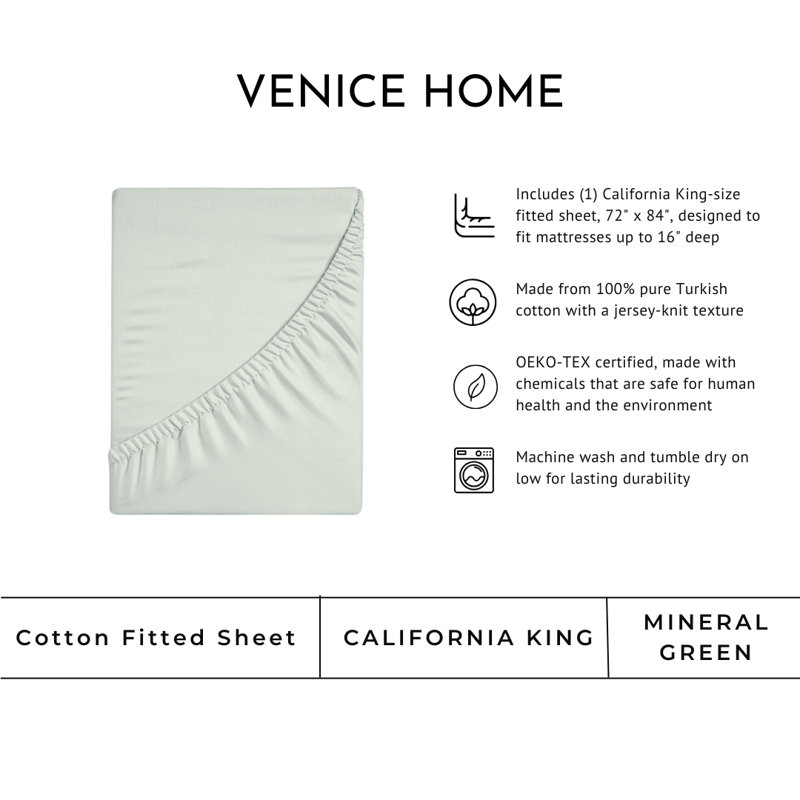 Drap-housse en coton 400 fils à densité de tissage 400, Très grand californien, Vert