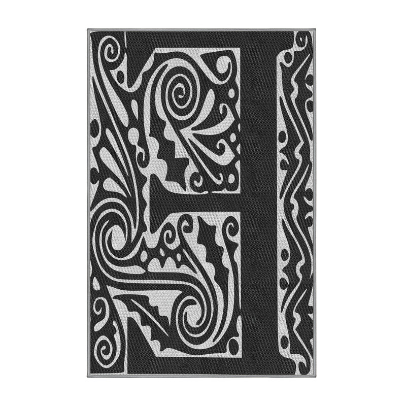 Tapis noir tissé à la machine, Rectangle 2 pi x 4 pi