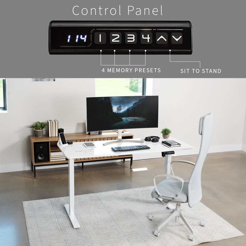 White and Black Adjustable Height Electric Standing Desk