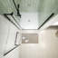 Porte de douche à pivot 28 x 32 po x H 72 po ouverte à l'extérieur