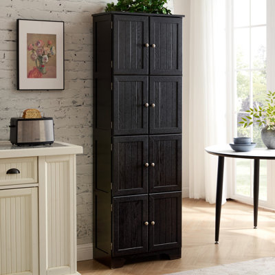 72.4" Tall Storage Cabinet Tall Storage Cabinet With 8 Doors And 4 Shelves ,Bookshelf Living Room, Kitchen, Dining Room, Office  Freestanding Storage Cabinet, BLK