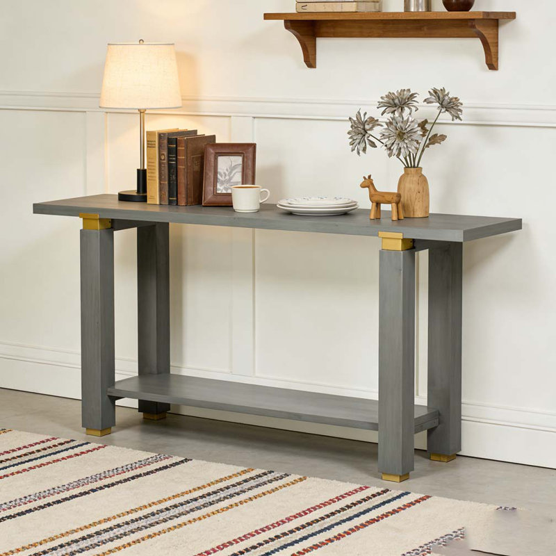 Console 62,2 "Modern Minimalist Console, table d'entrée en bois massif, Gris