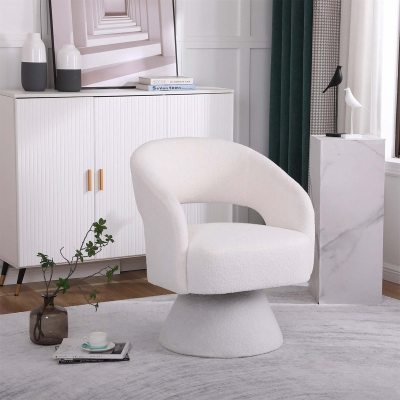 Fauteuil d'appoint pivotant, fauteuil, fauteuil simple pour le salon, Ourson blanc