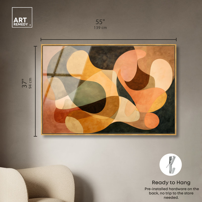 «Tan Curves I», reproduction d'art acrylique encadrée par Art Remedy, cadre doré, 54 x 36, 37"H x 55"W, Gold Frame