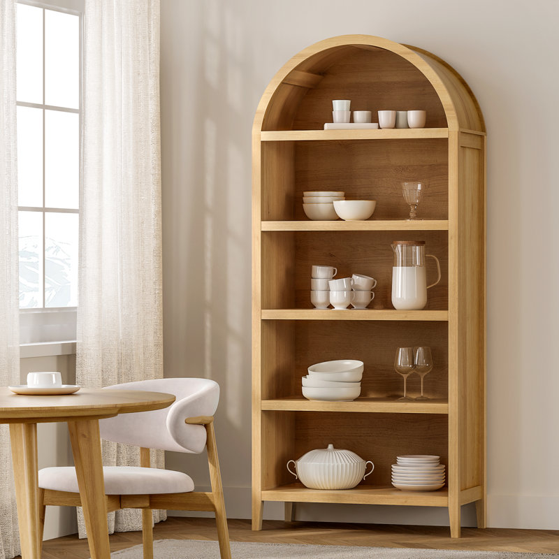 70.9"H*30.7"W 5-Tier Arched Cabinet Bookcase（Set of 2）