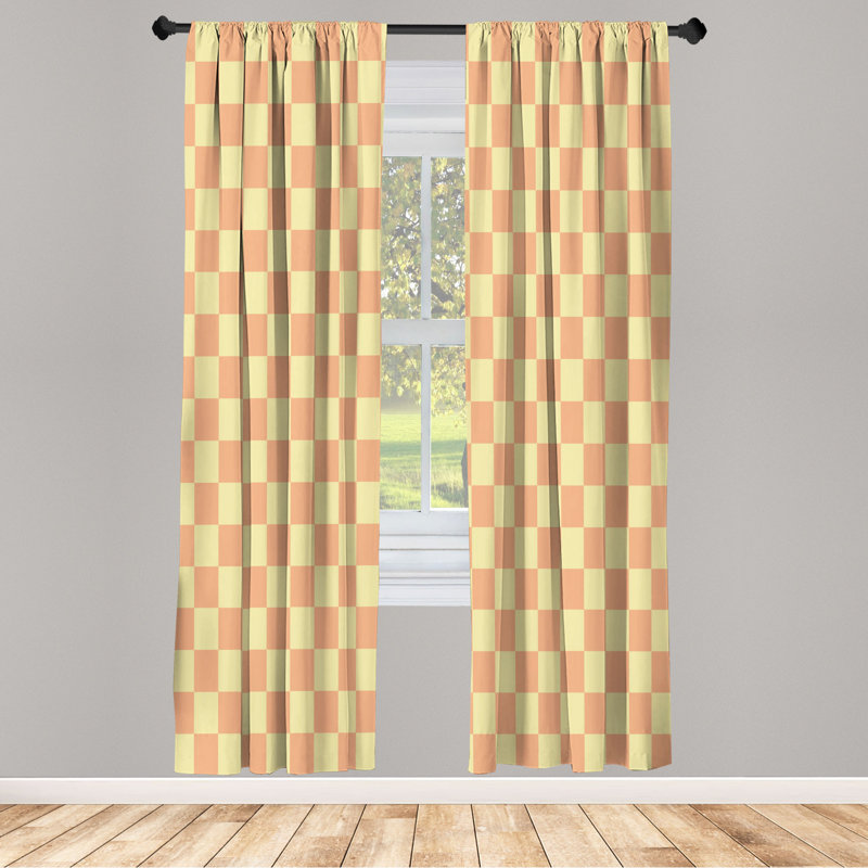 Microfiber Floral Semi-Sheer Rod Pocket Curtain Panels, 28" W x 84" L, Dark Green/Black