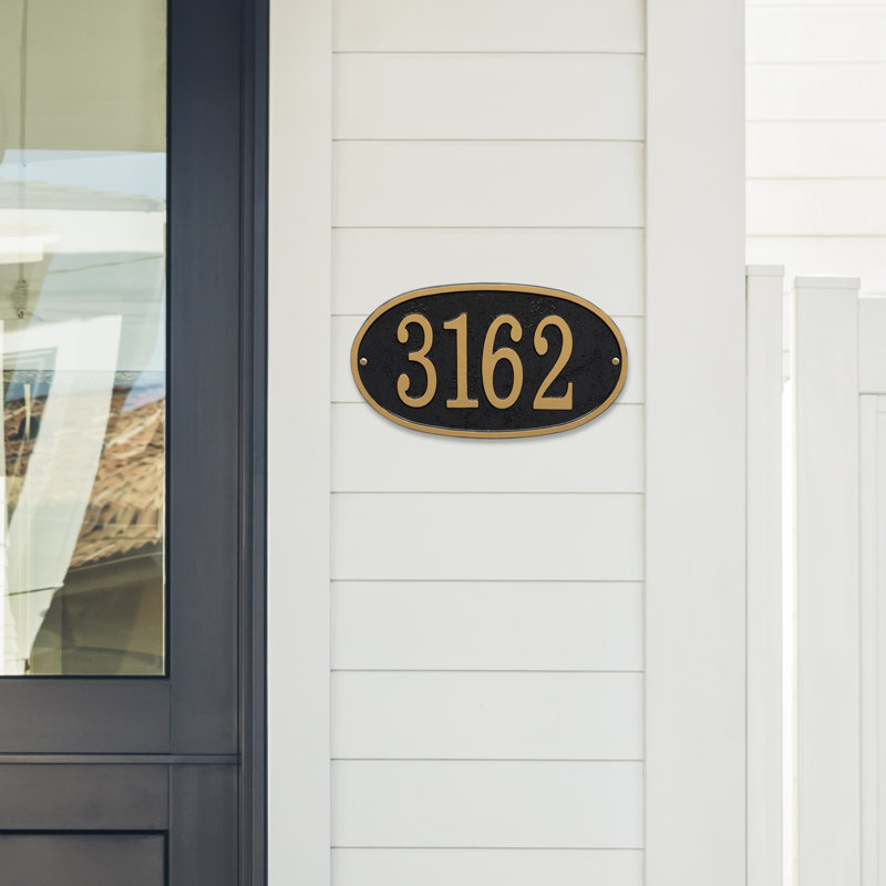 Fast and Easy 1-Line Wall Address Plaque, Black/Gold, Yes