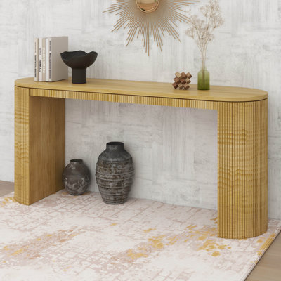 Vintage Wood Grain Console Table with Bottom Shelf and Four Vase Legs, Suitable for Entryway, Hallway, Living Room, Bedroom