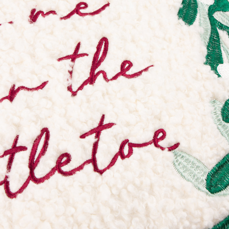 Mistletoe Beige Square Cushion, Polyester