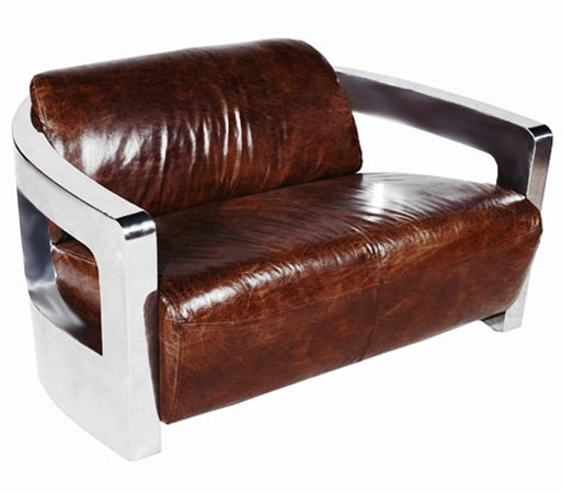 Murcia Genuine Leather Loveseat, Brown