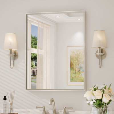 Miroir de salle de bain avec cadre en aluminium et verre trempé