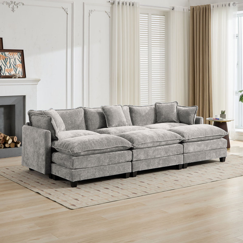 Canapé-lit modulaire avec canapé-lit surdimensionné Schmucker, Gris chenille, H 33 po x l 113,8 po x P 35 po