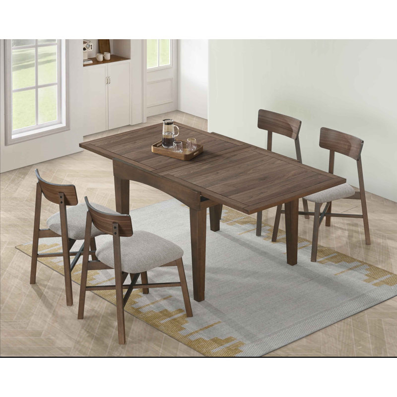 Ensemble de salle à manger extensible en bois massif, Noyer, 4
