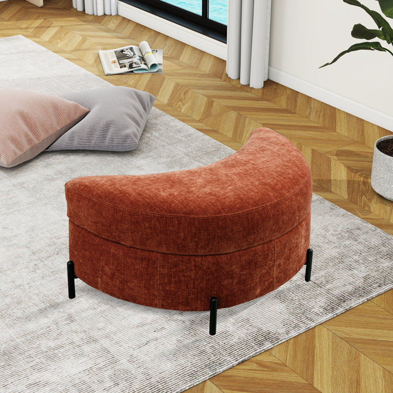 Achorn Upholstered Ottoman, Terracotta Chenille