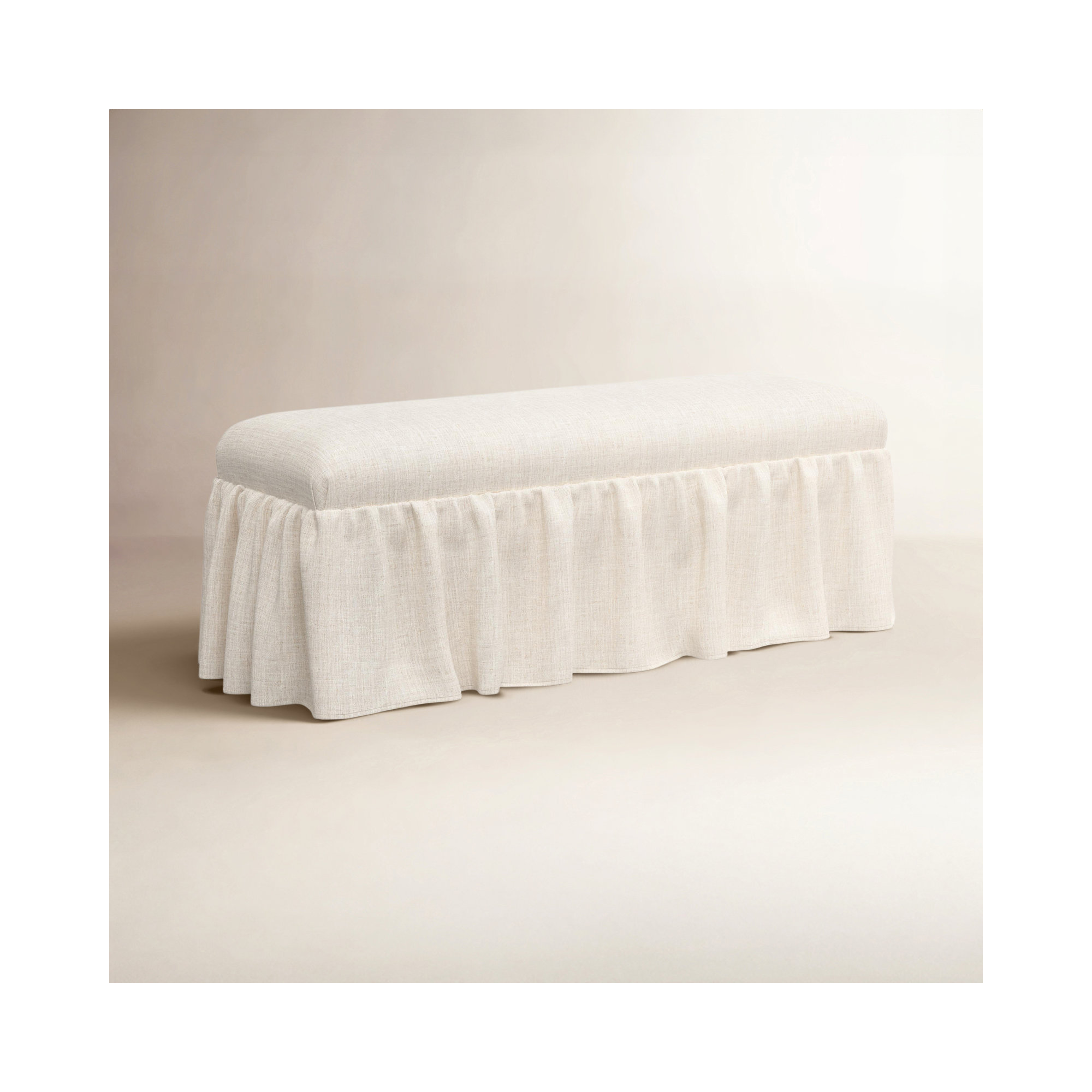 Maggie Ruffle Dining Bench, Classic Talc Linen