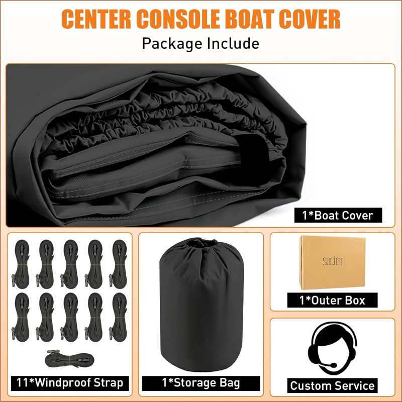 Housse de console centrale pour bateau, housses imperméables pour bateaux de qualité marine résistantes aux rayons UV, housse de console centrale résistante aux rayons UV sur remorque, convient aux longues poutres jusqu'à 106 po