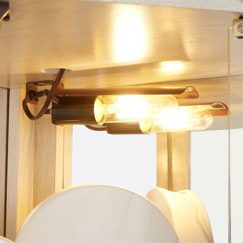 Vitrine d'angle vitrée lumineuse avec tablettes réglables