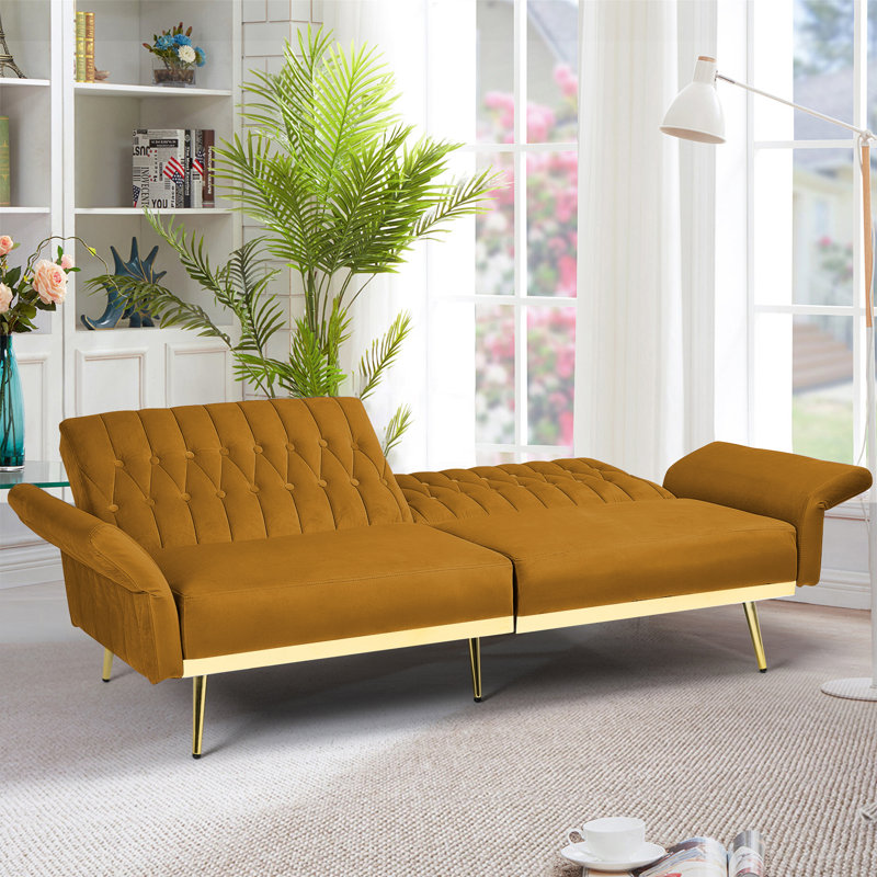 Somiya Upholstered 70'' Sleeper Sofa, Ginger Velvet