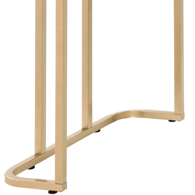 Bureau rectangulaire blanc et or, base carrée ouverte en métal, plateau en bois composite, 24 po x 48 po 31 po et bureau doré, base avec tube, bois, profondeur l 31 po
