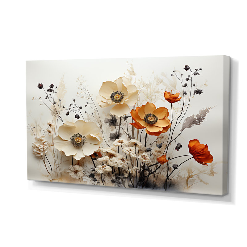 Bohemian Earthly Floral Collage II - Art mural abstrait sur toile