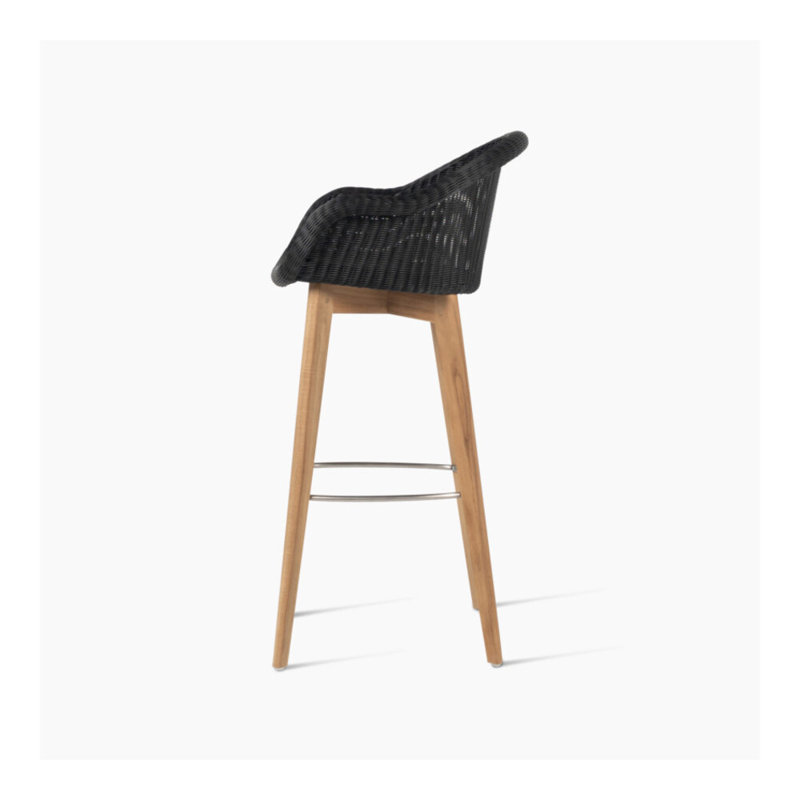Edgard Outdoor Teak Bar Stool, Black