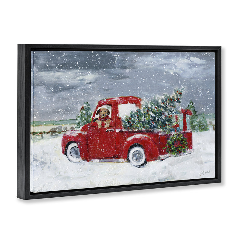 Cadre flottant K9 Christmas Time, design par Sally Swatland, Cadre flottant noir de jais, H 17 po x l 25 po