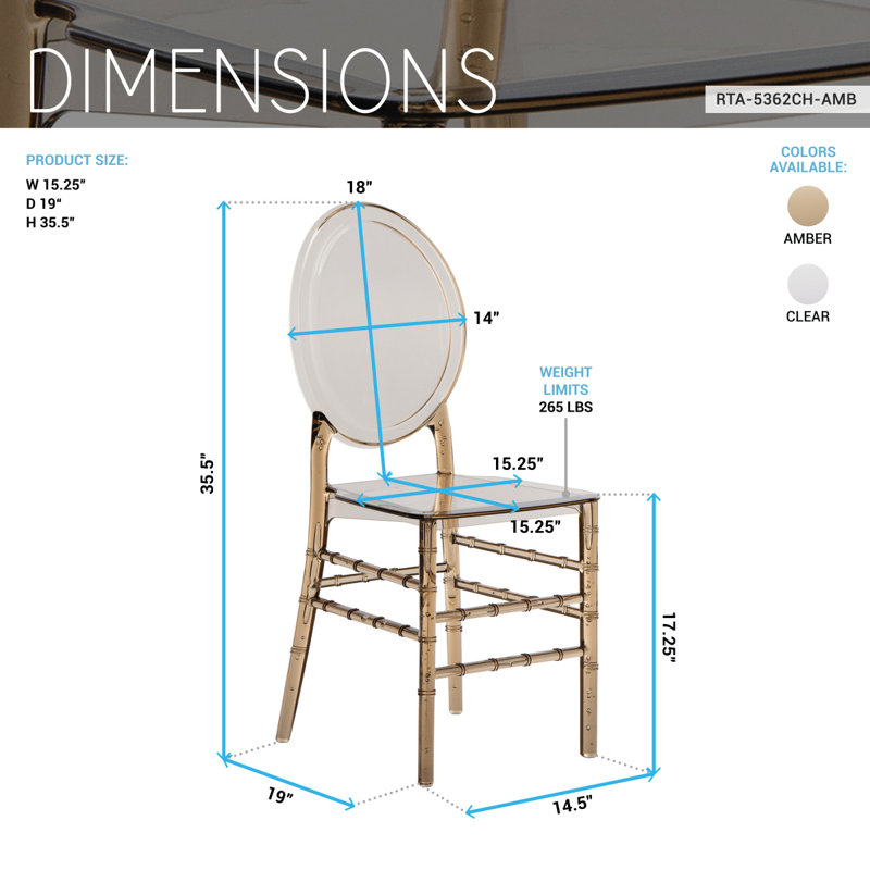 Ensemble de 2 chaises empilables de style ambre en acrylique, Amber