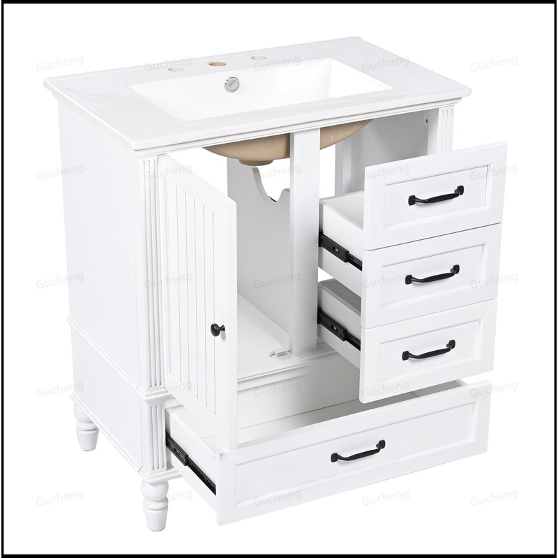 Armoire de meuble-lavabo 30 po avec lavabo, White