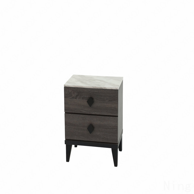 Table de chevet en chêne gris foncé (accents rustiques), Gris foncé