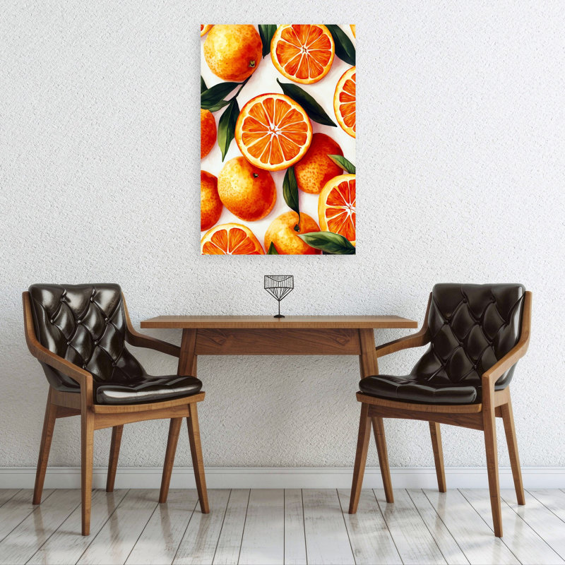 «Vibrant Oranges», art abstrait de fruits tropicaux, H 36 po x l 24 po