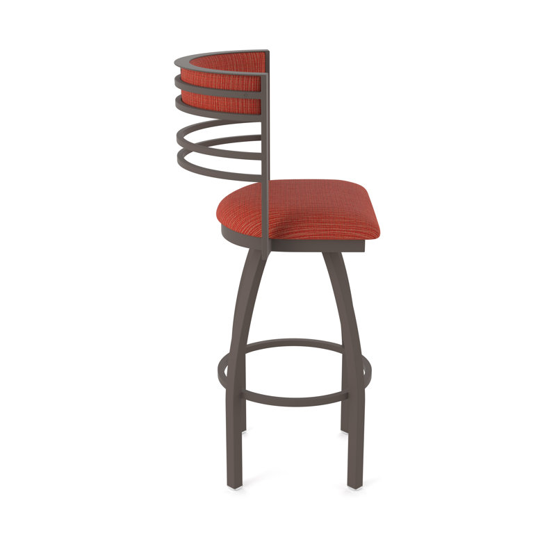 Hunter Swivel Stool, Tabouret de bar (siège d'une hauteur de 30 po), Bronze, Tissu graphique coquelicot